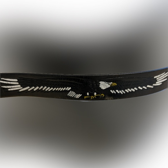 🦅🇺🇸Sz 46 Detachable Eagle Belt & Buckle Vintage Silver-Toned Embossed Leather - Picture 9 of 17